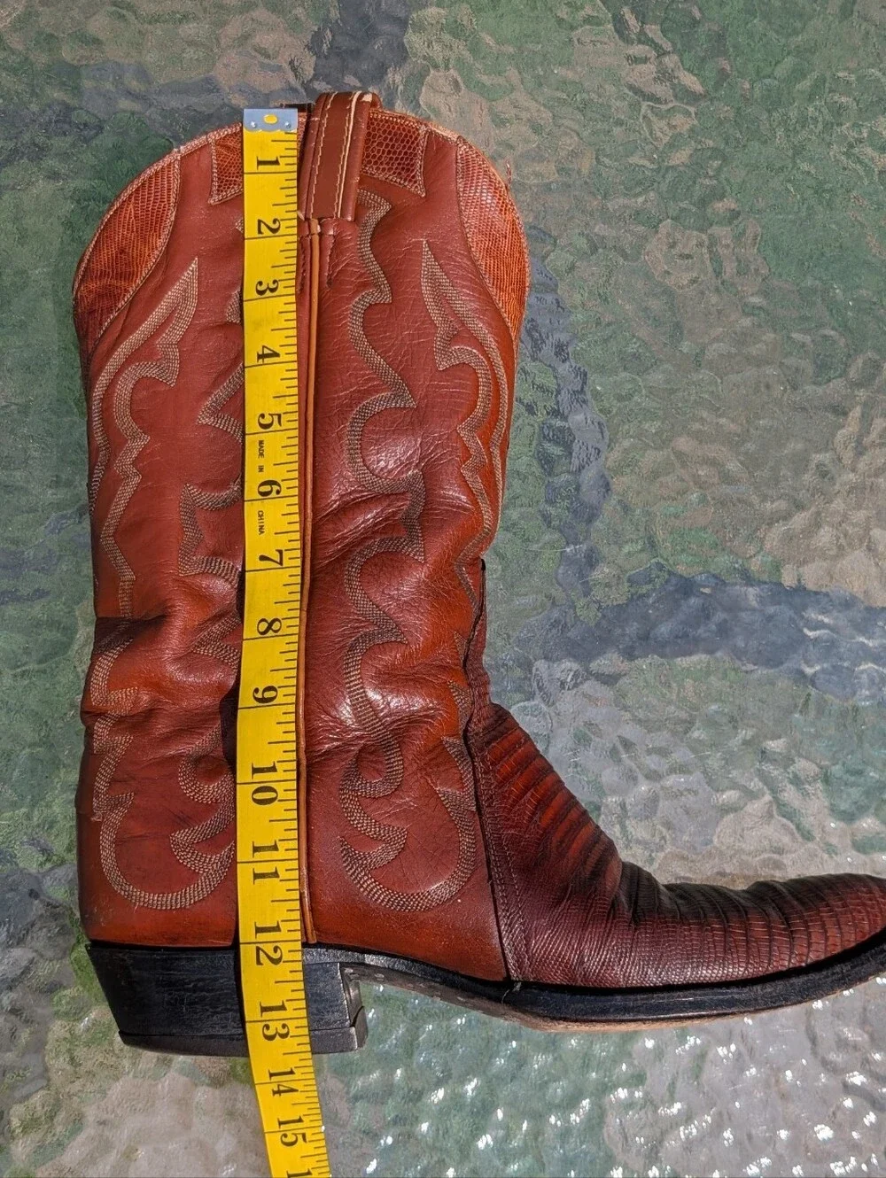Men's Tony Lama Size 9.5 Brown Teju Lizard Western Cowboy BOOTS